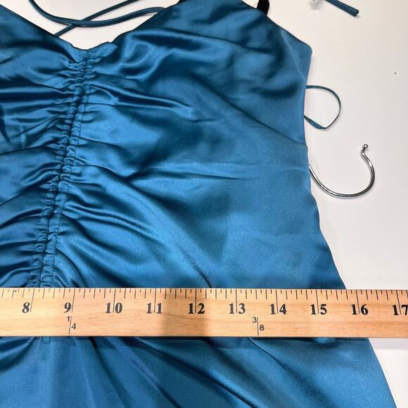 NEW Jason Wu Teal Satin Slip Midi Dress Sz Large - Picture 8 of 11
